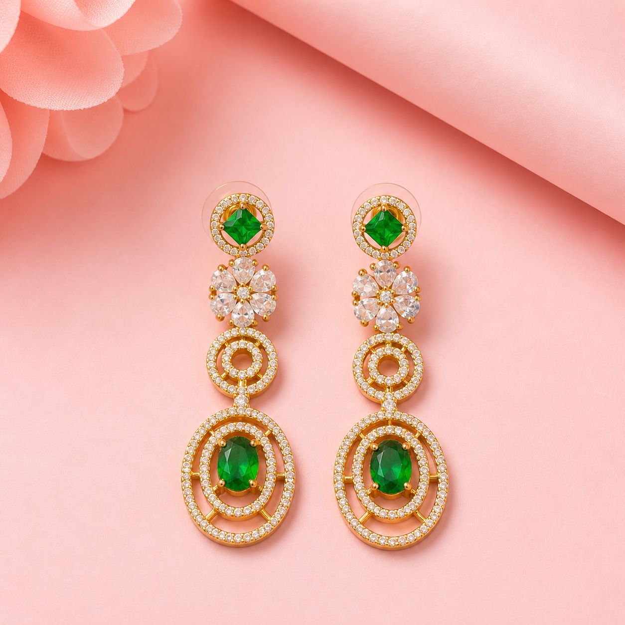 Emerald Radiance AD drop Earrings