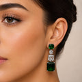 Envy Green Silver Plated Geometric AD Earrings