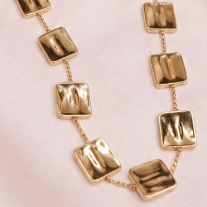 Gold-Tone Square Link Statement Necklace