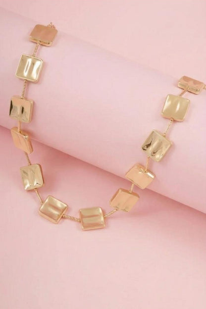 Gold-Tone Square Link Statement Necklace